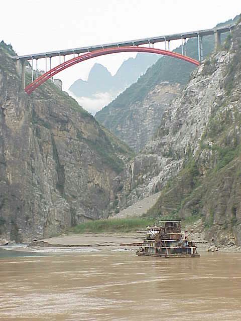    Bridge and tributary stream,       Yangtze River   